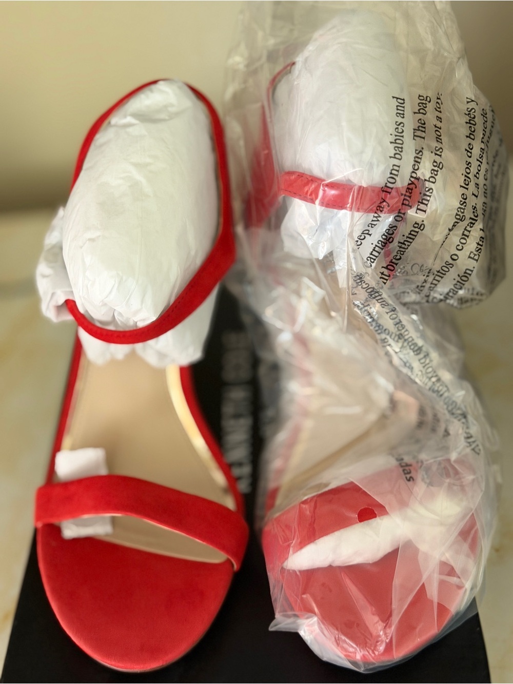 Kenneth Cole Red Open-Toe Ankle Strap Heels